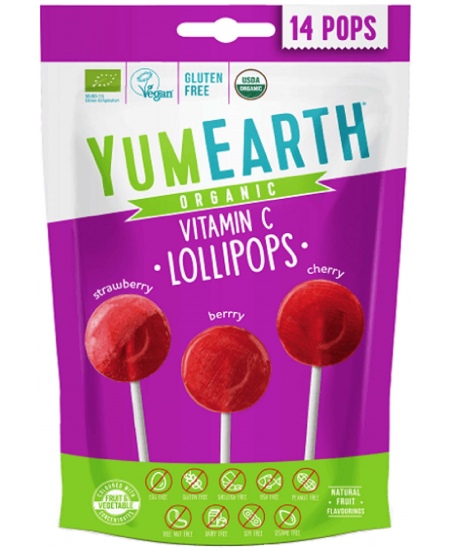 Ekologiški ledinukai ant pagaliuko su vitaminu C YUMEARTH, 3 rūšys, 87 g, 14 vnt.