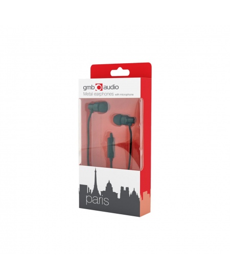 Gembird Metal earphones with microphone "Paris" 3.5 mm, Black, Built-in microphone