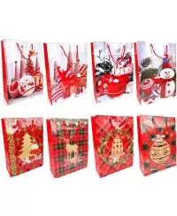 Dovanų maišelis "Raudonos Kalėdos", 23 cm x 18 cm x 8 cm