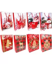 Dovanų maišelis "Raudonos Kalėdos", 30 cm x 23 cm x 8 cm