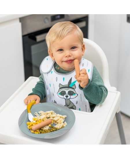 Lankstūs šaukšteliai BabyOno, 2 vnt., nuo 6 mėn., pilkas ir geltonas