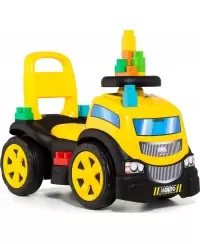 Mašinėlė-vaikštynė su 10 kaladėlių geltona