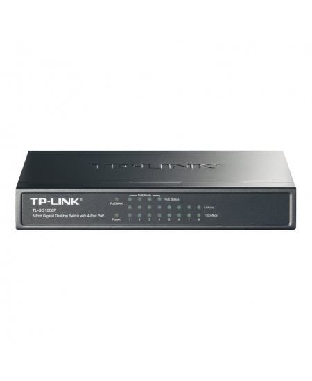 TP-LINK Switch TL-SG1008P Unmanaged Desktop 1 Gbps (RJ-45) ports quantity 8 PoE ports quantity 4 Power supply type External
