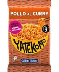 Greitai paruošiami makaronai YATEKOMO, su vištiena ir kariu, maišelyje, 82 g