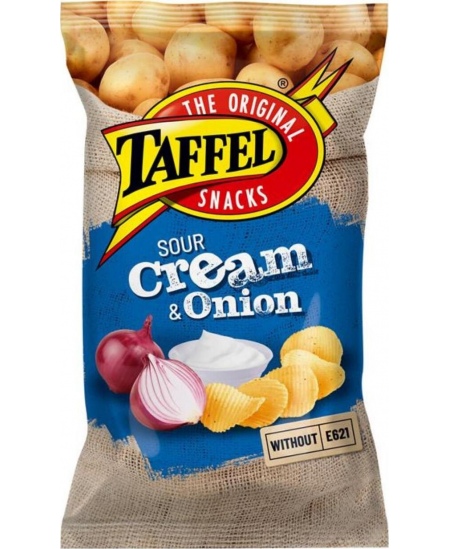 Bulvių traškučiai TAFFEL, grietinės ir svogūnų skonio 250g