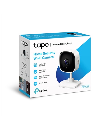 TP-LINK Home Security Wi-Fi Camera Tapo C100 Cube 3.3mm/F/2.0 Privacy Mode, Sound and Light Alarm, Motion Detection and Notifica