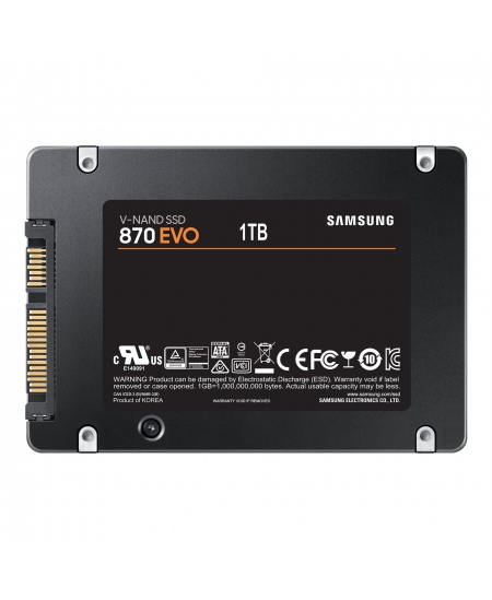 Samsung SSD 870 EVO 1000 GB SSD form factor 2.5" SSD interface SATA III Write speed 530 MB/s Read speed 560 MB/s