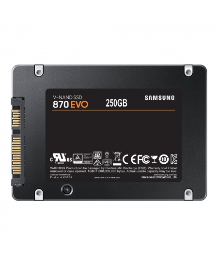 Samsung SSD 870 EVO 250 GB SSD form factor 2.5" SSD interface SATA III Write speed 530 MB/s Read speed 560 MB/s