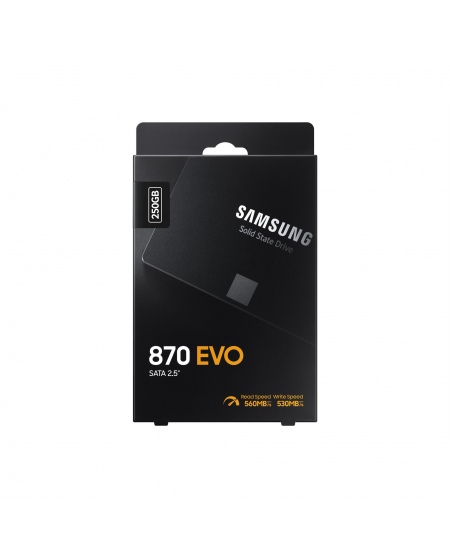 Samsung SSD 870 EVO 250 GB SSD form factor 2.5" SSD interface SATA III Write speed 530 MB/s Read speed 560 MB/s