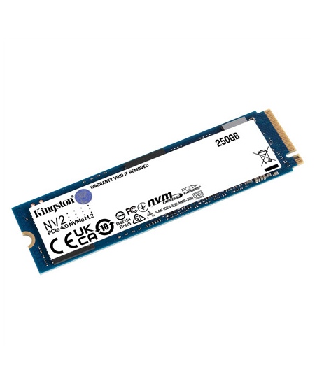 Kingston SSD NV2 250 GB SSD form factor M.2 2280 SSD interface PCIe 4.0 x4 NVMe Write speed 1300 MB/s Read speed 3000 MB/s