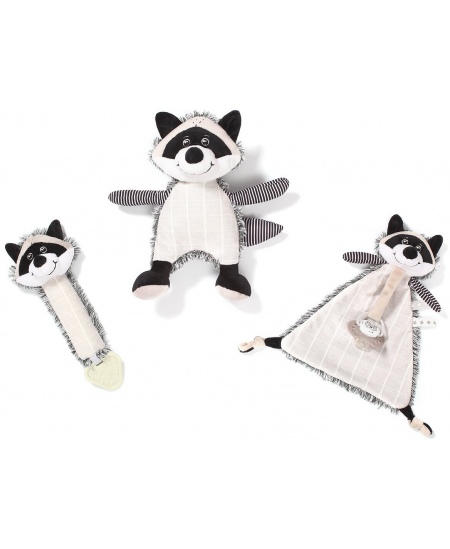 BabyOno minkštas žaislas - migdukas su čiulptuko laikikliu, RACOON ROCKY, 747