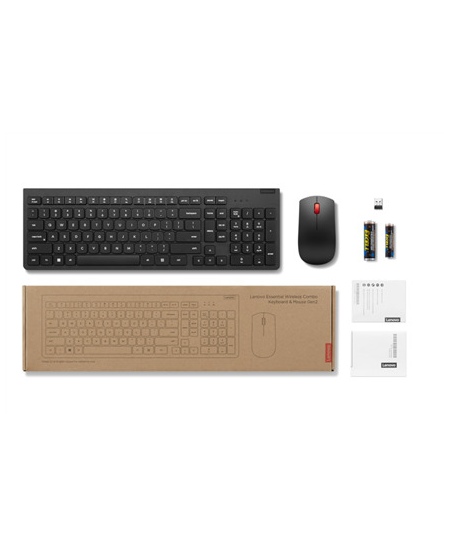 Lenovo | Essential Wireless Combo Keyboard and Mouse Gen2 | Keyboard and Mouse Set | 2.4 GHz | US | Black