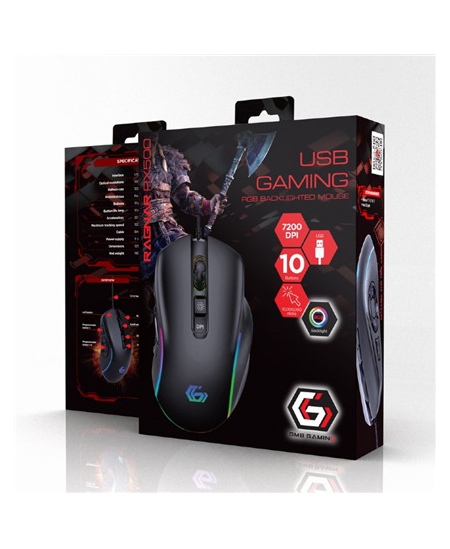 Gembird | Gaming Mouse RGB Backlighted | MUSG-RAGNAR-RX500 | Wired | USB | Black