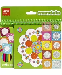 Mandalų spalvinimo knygelė APLI Kids, su spalvotais pieštukais