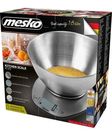 Mesko Kitchen Scale MS 3152 Maximum weight (capacity) 5 kg, Graduation 1 g, Display type LCD, Stainless steel