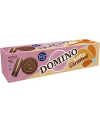 Kakaviniai sausainiai DOMINO, su sūrios karamelės skonio įdaru 175g