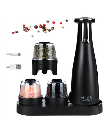 Adler | Electric Salt and pepper grinder | AD 4449b | Grinder | 7 W | Housing material ABS plastic | Lithium | Mills with cerami