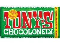 Pieniškas šokoladas TONY'S, 32%, su lazdyno riešutais, 180g