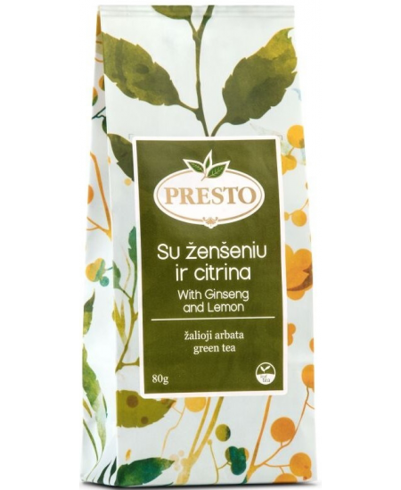 Žalioji biri arbata PRESTO su ženšeniu ir citrina, 80 g