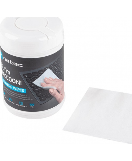 Natec Cleaning Wipes, Raccoon, 10x10 cm, 100-pack