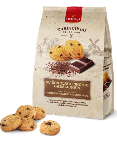 Sausainiai su šokolado gabaliukais, 250g