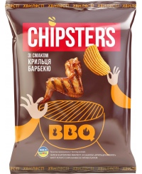 Bulvių traškučiai CHIPSTER'S, banguoti, BBQ vištienos sparnelių skonio, 60 g