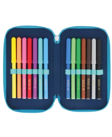 Penalas HERLITZ Dip Dye, mėlynas, trijų skyrių, užpildytas