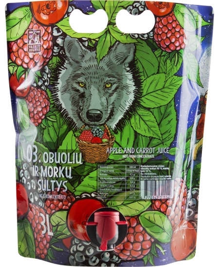 Sultys obuolių ir morkų, ne iš koncentrato 3l pouch