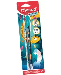 Grafitinis pieštukas MAPED Jungle Fever, trikampis, su guminiu laikikliu, 2 vnt.