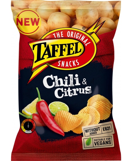 Bulvių traškučiai TAFFEL, aitriųjų paprikų ir citrinų skonio, 130g