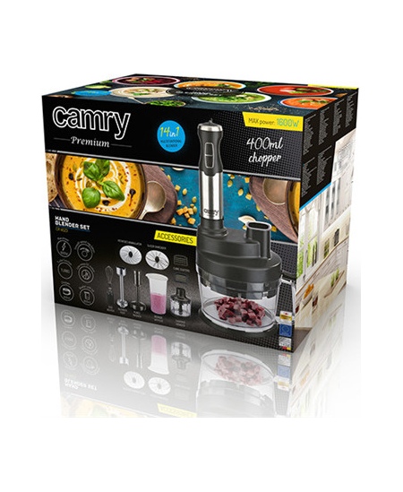 Camry Blender CR 4623 Hand Blender, 1600 W, Number of speeds Variable, Turbo mode, Chopper, Ice crushing, Black