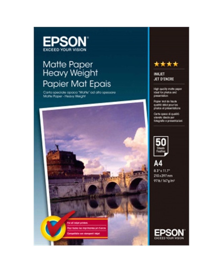 Epson Matte Paper Heavy Weight, DIN A4, 167g/mÂ², 50 Sheets