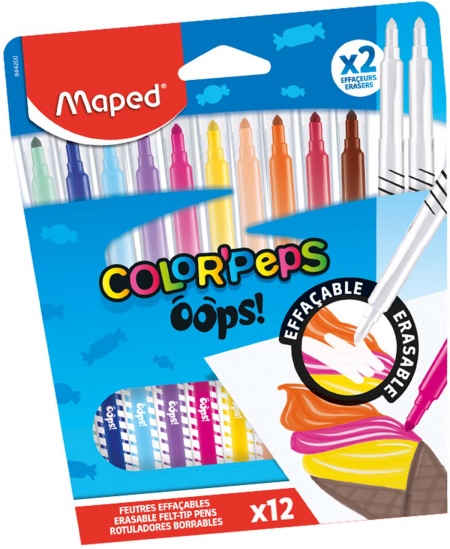 Nutrinami flomasteriai MAPED Color Peps Oops!, 10+2 vnt.