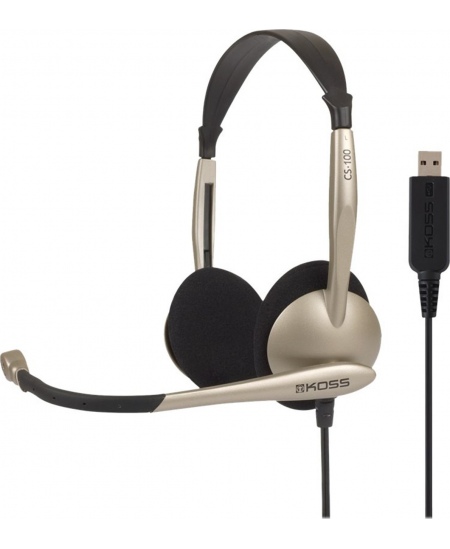 Koss Headphones CS100USB Wired, On-Ear, Microphone, USB Type-A, Noise canceling, Gold