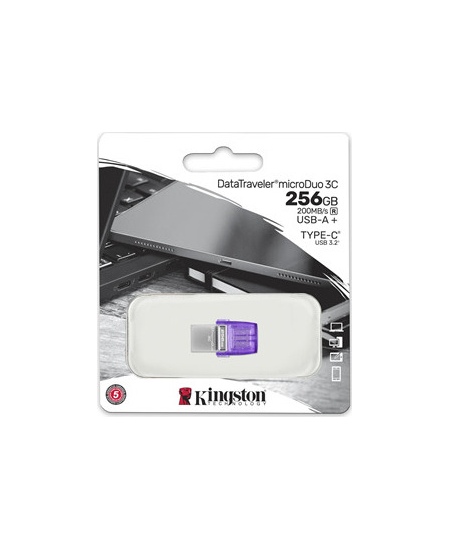 Kingston | DataTraveler | DT Micro Duo 3C | 256 GB | USB Type-C and Type-A | Purple