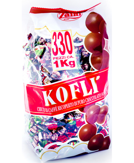Saldainiai KOFLI - kavos pupelės aplietos šokoladu, 1 kg