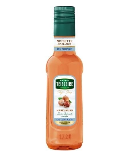 Sirupas TEISSEIRE, lazdyno riešutų skonio, be cukraus, 0.25 l.