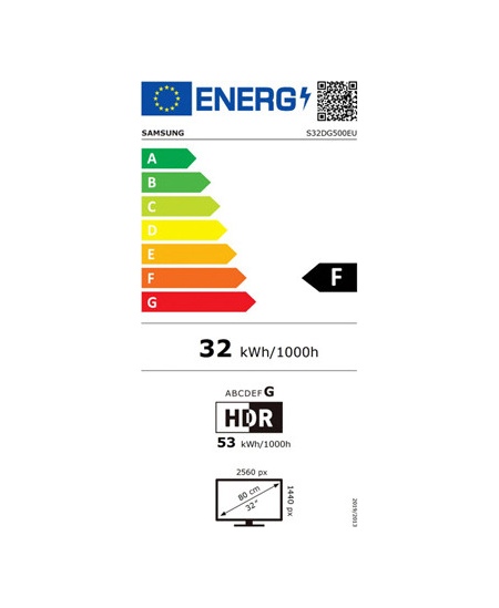 LS32DG500EUXEN | 32 " | IPS | QHD | 16:9 | 180 Hz | 1 ms | 2560 x 1440 pixels | 350 cd/m² | HDMI ports quantity 1 | Black