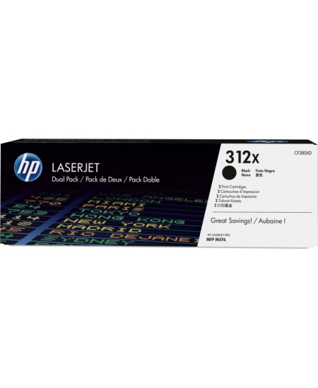 HP 312X (CF380XD) kasetė lazeriniams spausdintuvams, 2 vnt, Juoda (8800 psl.)