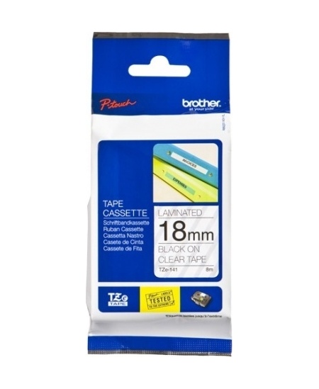 Brother TZe-141 (TZE141) Laminuotos ženklinimo juostos kasetė P-touch, Black on Clear 18mm, 8m
