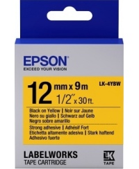 Epson LK-4YBW (C53S654014) Ženklinimo juostos kasetė, Strong Adhesive, Black on Yellow (12mm, 9m)