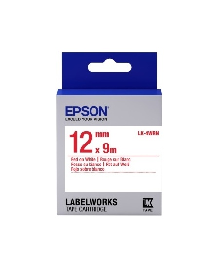 Epson LK-4WRN (C53S654011) Label Cartridge Standard, Red on White 12mm (9m)