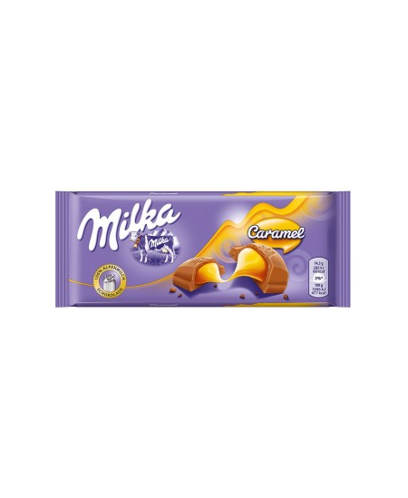 Pieninis šokoladas iš Alpių pieno MILKA, su karamelės įdaru, 100 g, N