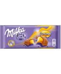 Pieninis šokoladas iš Alpių pieno MILKA, su karamelės įdaru, 100 g, N