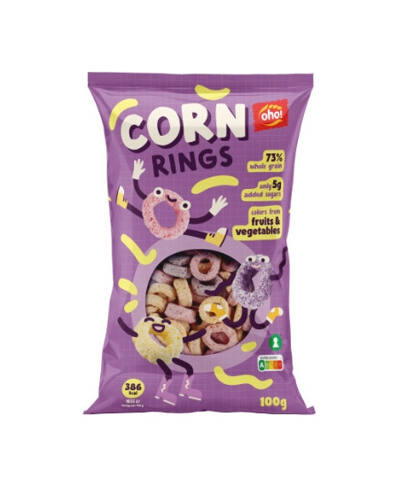 Kukurūzų užkandis OHO, Corn rings, 100 g