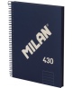 Sąsiuvinis su spirale ir kietu viršeliu MILAN 430, A5, 80 lapų, linijomis, mėlynos spalvos