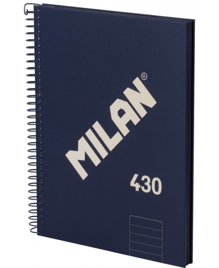 Sąsiuvinis su spirale ir kietu viršeliu MILAN 430, A5, 80 lapų, linijomis, mėlynos spalvos