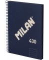 Sąsiuvinis su spirale ir kietu viršeliu MILAN 430, A5, 80 lapų, linijomis, mėlynos spalvos