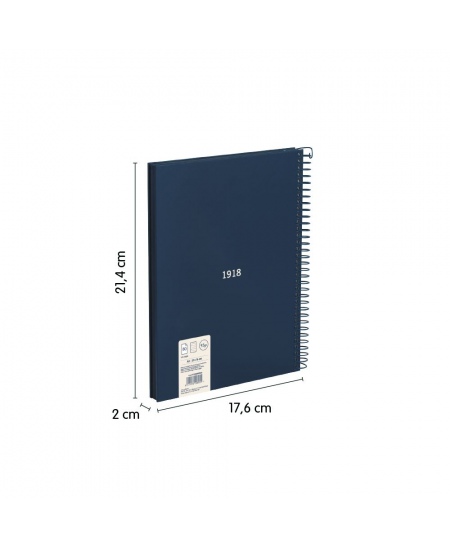 Sąsiuvinis su spirale ir kietu viršeliu MILAN 430, A5, 80 lapų, linijomis, mėlynos spalvos