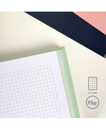 Sąsiuvinis su spirale ir kietu viršeliu MILAN 430, A5, 80 lapų, langeliais, rožinės spalvos